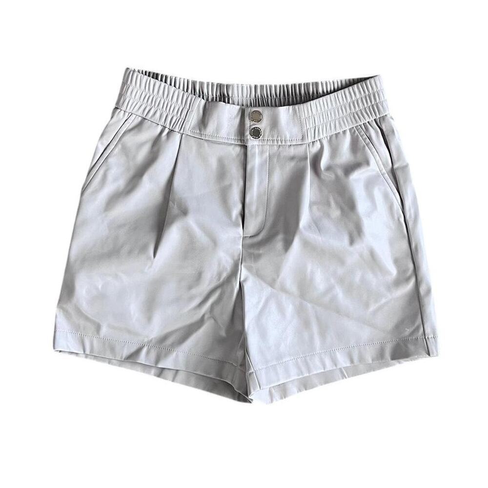 Karl Lagerfield Faux Leather Biege Shorts - Picture 1 of 8